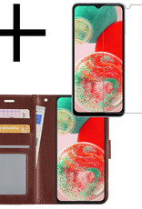 NoXx Hoes Geschikt voor Samsung A23 Hoesje Book Case Hoes Flip Cover Wallet Bookcase Met Screenprotector - Bruin