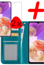BASEY. Hoes Geschikt voor Samsung A23 Hoesje Bookcase Hoes Flip Case Book Cover Met 2x Screenprotector - Hoesje Geschikt voor Samsung Galaxy A23 Hoes Book Case Hoesje - Turquoise