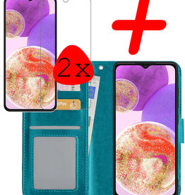 BASEY. BASEY. Samsung Galaxy A23 Hoesje Bookcase Turquoise Met 2x Screenprotector