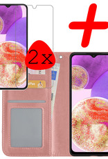 BASEY. Hoes Geschikt voor Samsung A23 Hoesje Bookcase Hoes Flip Case Book Cover Met 2x Screenprotector - Hoesje Geschikt voor Samsung Galaxy A23 Hoes Book Case Hoesje - Rosé goud