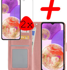 BASEY. BASEY. Samsung Galaxy A23 Hoesje Bookcase Rose goud Met 2x Screenprotector
