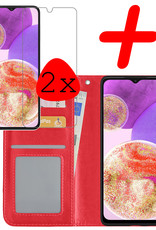 BASEY. Hoes Geschikt voor Samsung A23 Hoesje Bookcase Hoes Flip Case Book Cover Met 2x Screenprotector - Hoesje Geschikt voor Samsung Galaxy A23 Hoes Book Case Hoesje - Rood