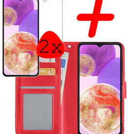 BASEY. BASEY. Samsung Galaxy A23 Hoesje Bookcase Rood Met 2x Screenprotector