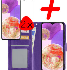 BASEY. BASEY. Samsung Galaxy A23 Hoesje Bookcase Paars Met 2x Screenprotector