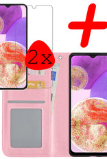 BASEY. Hoes Geschikt voor Samsung A23 Hoesje Bookcase Hoes Flip Case Book Cover Met 2x Screenprotector - Hoesje Geschikt voor Samsung Galaxy A23 Hoes Book Case Hoesje - Lichtroze