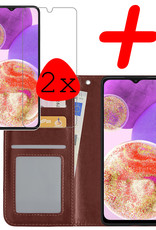 BASEY. Hoes Geschikt voor Samsung A23 Hoesje Bookcase Hoes Flip Case Book Cover Met 2x Screenprotector - Hoesje Geschikt voor Samsung Galaxy A23 Hoes Book Case Hoesje - Bruin