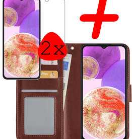 BASEY. BASEY. Samsung Galaxy A23 Hoesje Bookcase Bruin Met 2x Screenprotector