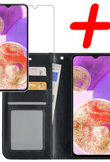BASEY. Hoes Geschikt voor Samsung A23 Hoesje Bookcase Hoes Flip Case Book Cover Met Screenprotector - Hoesje Geschikt voor Samsung Galaxy A23 Hoes Book Case Hoesje - Zwart