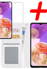 BASEY. Hoes Geschikt voor Samsung A23 Hoesje Bookcase Hoes Flip Case Book Cover Met Screenprotector - Hoesje Geschikt voor Samsung Galaxy A23 Hoes Book Case Hoesje - Wit