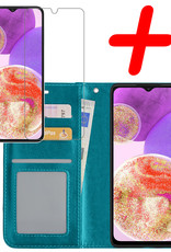BASEY. Hoes Geschikt voor Samsung A23 Hoesje Bookcase Hoes Flip Case Book Cover Met Screenprotector - Hoesje Geschikt voor Samsung Galaxy A23 Hoes Book Case Hoesje - Turquoise