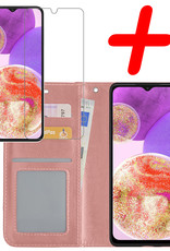BASEY. Hoes Geschikt voor Samsung A23 Hoesje Bookcase Hoes Flip Case Book Cover Met Screenprotector - Hoesje Geschikt voor Samsung Galaxy A23 Hoes Book Case Hoesje - Rosé goud