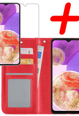 BASEY. Hoes Geschikt voor Samsung A23 Hoesje Bookcase Hoes Flip Case Book Cover Met Screenprotector - Hoesje Geschikt voor Samsung Galaxy A23 Hoes Book Case Hoesje - Rood