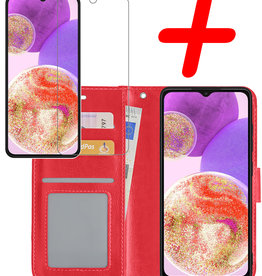 BASEY. BASEY. Samsung Galaxy A23 Hoesje Bookcase Rood Met Screenprotector