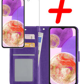 BASEY. BASEY. Samsung Galaxy A23 Hoesje Bookcase Paars Met Screenprotector