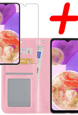 BASEY. Hoes Geschikt voor Samsung A23 Hoesje Bookcase Hoes Flip Case Book Cover Met Screenprotector - Hoesje Geschikt voor Samsung Galaxy A23 Hoes Book Case Hoesje - Lichtroze