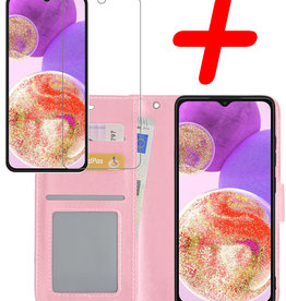 BASEY. BASEY. Samsung Galaxy A23 Hoesje Bookcase Lichtroze Met Screenprotector