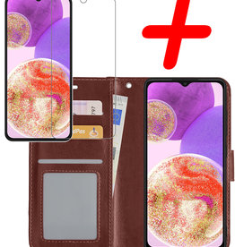 BASEY. BASEY. Samsung Galaxy A23 Hoesje Bookcase Bruin Met Screenprotector