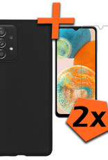 Nomfy Hoesje Geschikt voor Samsung A23 Hoesje Siliconen Cover Case Met 2x Screenprotector - Hoes Geschikt voor Samsung Galaxy A23 Hoes Back Case - Zwart