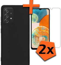 Nomfy Nomfy Samsung Galaxy A23 Hoesje Siliconen Met 2x Screenprotector - Zwart