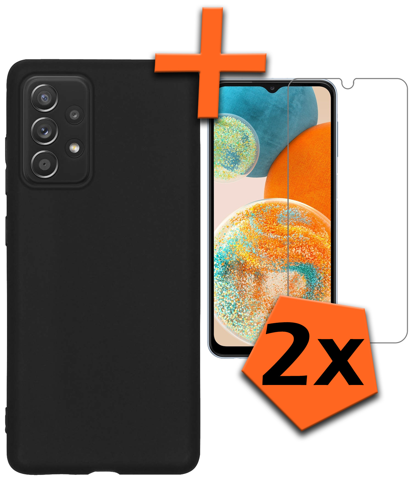 Nomfy Hoesje Geschikt voor Samsung A23 Hoesje Siliconen Cover Case Met 2x Screenprotector - Hoes Geschikt voor Samsung Galaxy A23 Hoes Back Case - Zwart