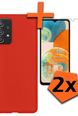 Nomfy Hoesje Geschikt voor Samsung A23 Hoesje Siliconen Cover Case Met 2x Screenprotector - Hoes Geschikt voor Samsung Galaxy A23 Hoes Back Case - Rood