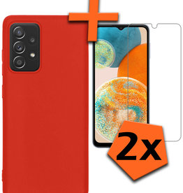 Nomfy Nomfy Samsung Galaxy A23 Hoesje Siliconen Met 2x Screenprotector - Rood
