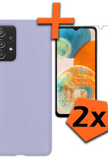 Nomfy Hoesje Geschikt voor Samsung A23 Hoesje Siliconen Cover Case Met 2x Screenprotector - Hoes Geschikt voor Samsung Galaxy A23 Hoes Back Case - Lila