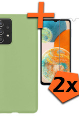 Nomfy Hoesje Geschikt voor Samsung A23 Hoesje Siliconen Cover Case Met 2x Screenprotector - Hoes Geschikt voor Samsung Galaxy A23 Hoes Back Case - Groen