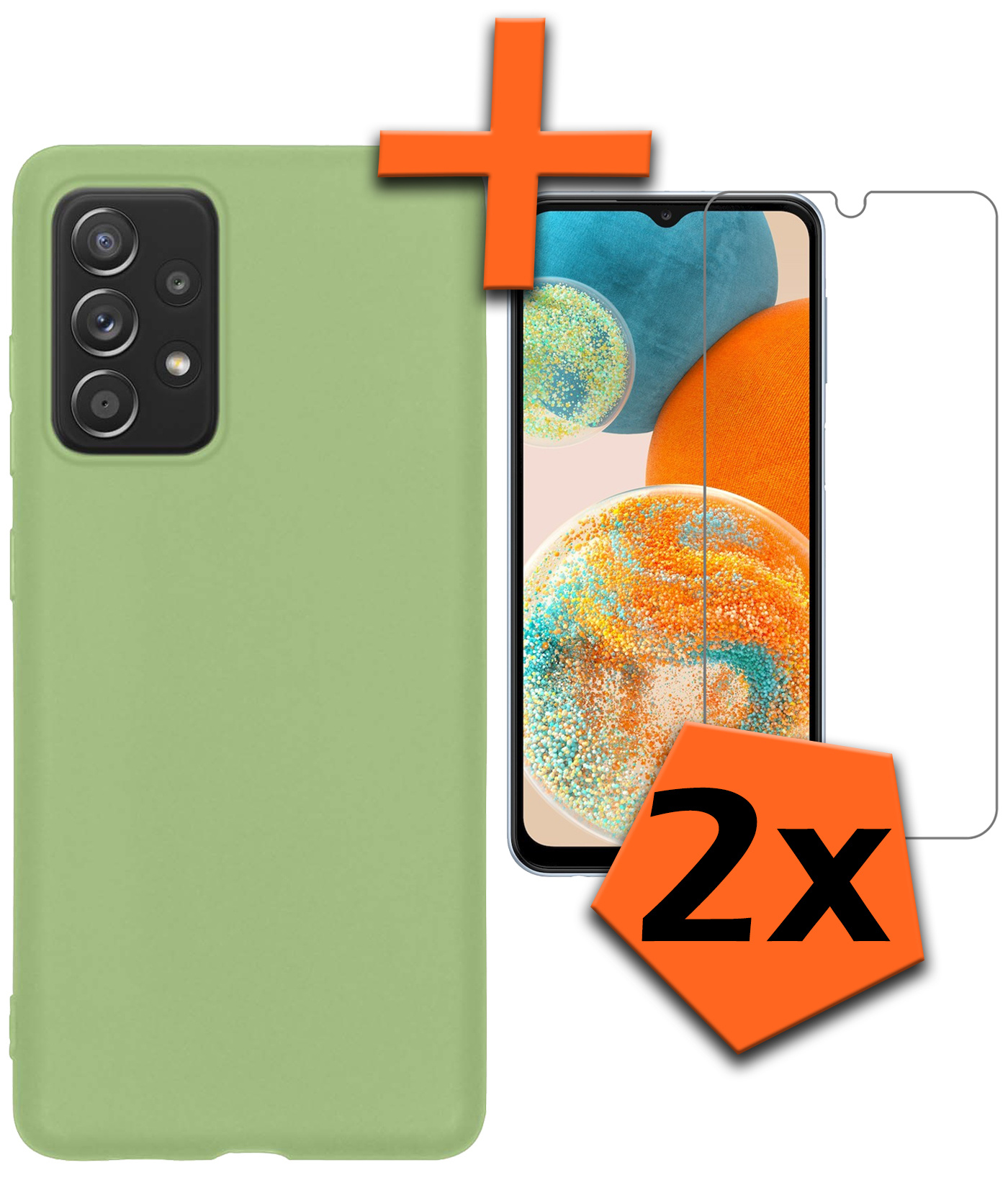 Nomfy Hoesje Geschikt voor Samsung A23 Hoesje Siliconen Cover Case Met 2x Screenprotector - Hoes Geschikt voor Samsung Galaxy A23 Hoes Back Case - Groen