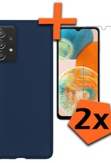 Nomfy Hoesje Geschikt voor Samsung A23 Hoesje Siliconen Cover Case Met 2x Screenprotector - Hoes Geschikt voor Samsung Galaxy A23 Hoes Back Case - Donkerblauw