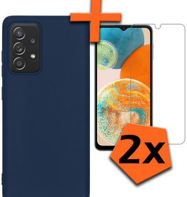 Nomfy Nomfy Samsung Galaxy A23 Hoesje Siliconen Met 2x Screenprotector - Donkerblauw