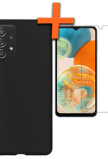 Nomfy Hoesje Geschikt voor Samsung A23 Hoesje Siliconen Cover Case Met Screenprotector - Hoes Geschikt voor Samsung Galaxy A23 Hoes Back Case - Zwart
