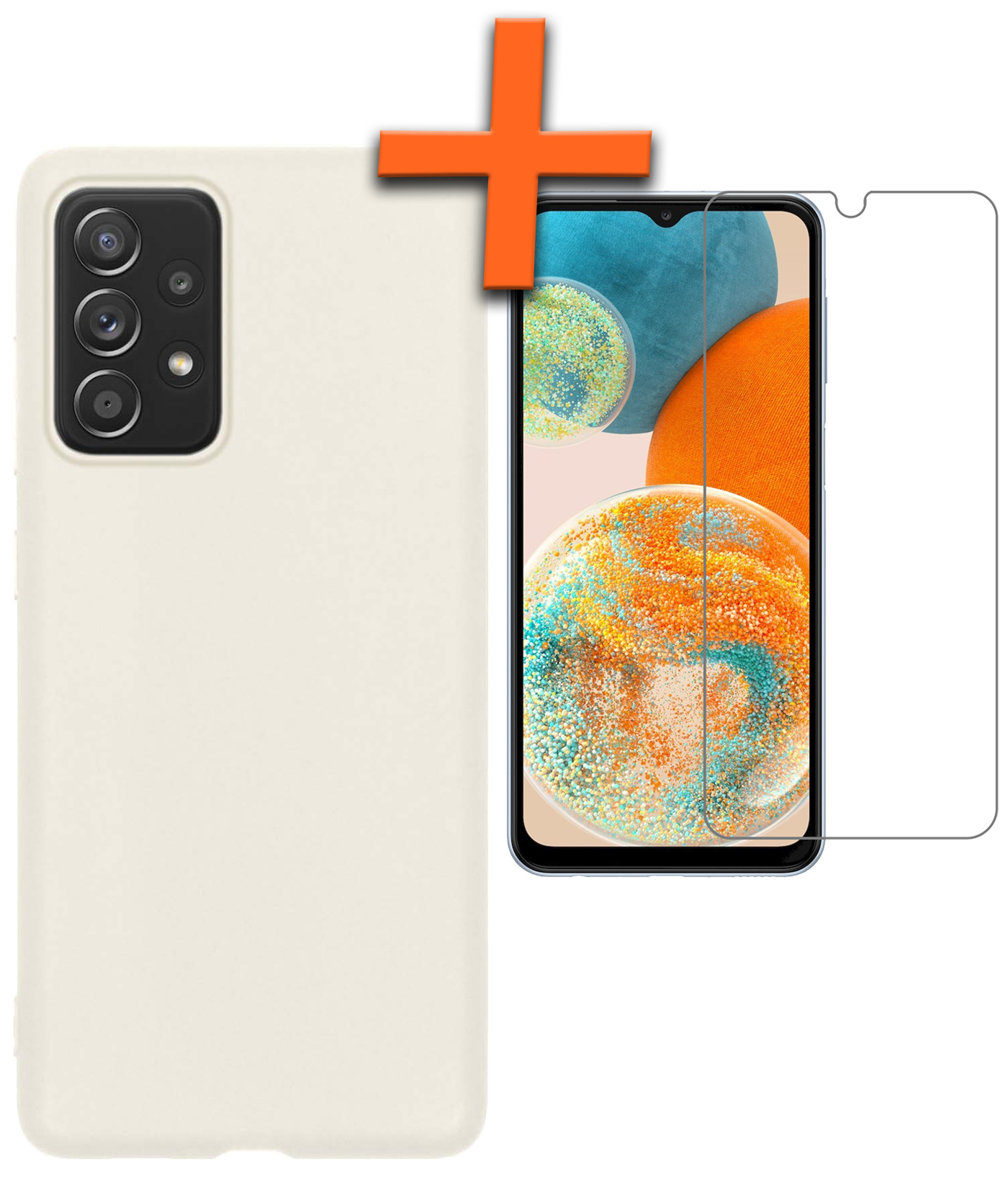 Nomfy Hoesje Geschikt voor Samsung A23 Hoesje Siliconen Cover Case Met Screenprotector - Hoes Geschikt voor Samsung Galaxy A23 Hoes Back Case - Wit