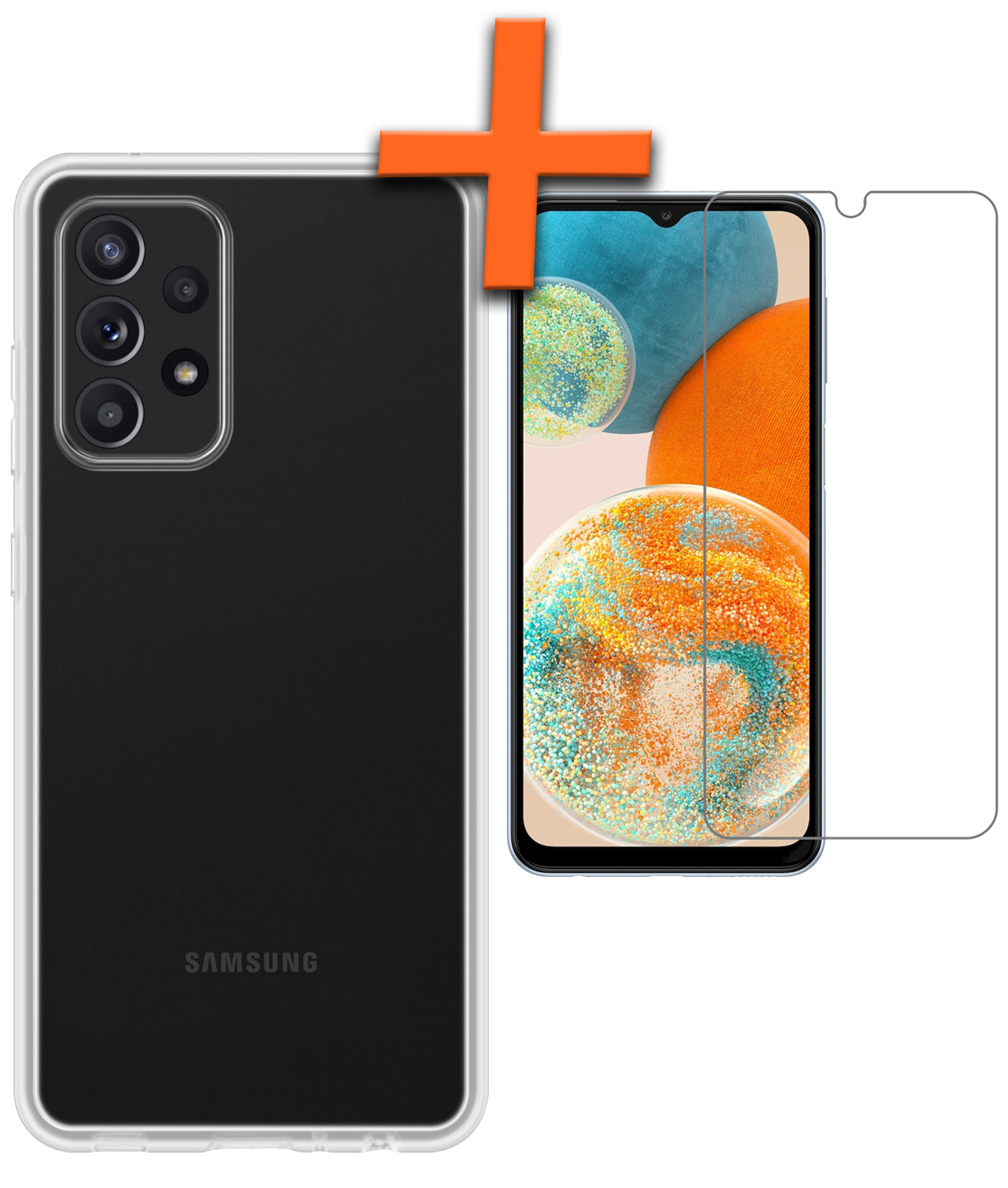 Nomfy Hoesje Geschikt voor Samsung A23 Hoesje Siliconen Cover Case Met Screenprotector - Hoes Geschikt voor Samsung Galaxy A23 Hoes Back Case - Transparant