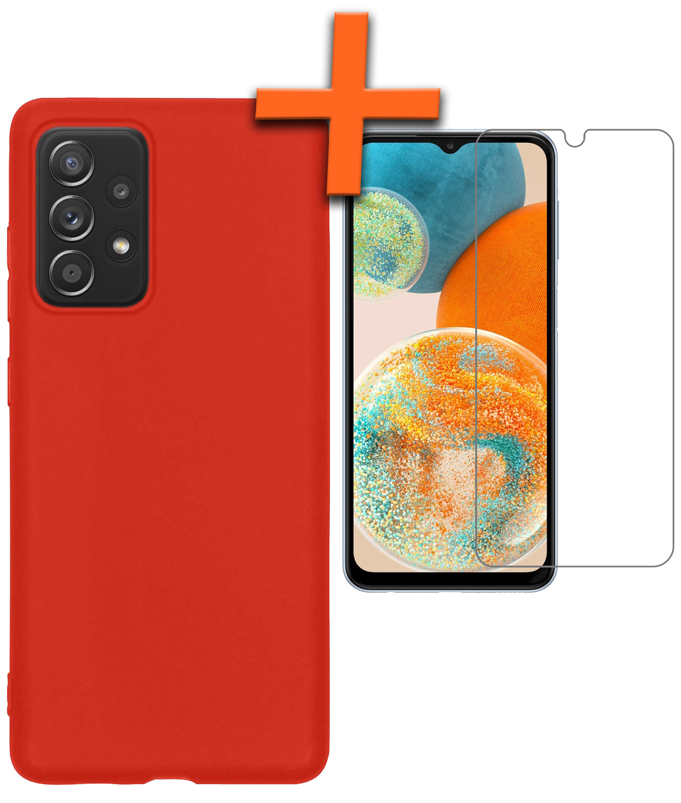 Nomfy Hoesje Geschikt voor Samsung A23 Hoesje Siliconen Cover Case Met Screenprotector - Hoes Geschikt voor Samsung Galaxy A23 Hoes Back Case - Rood
