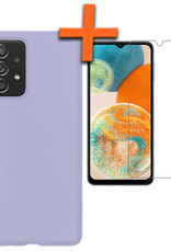 Nomfy Hoesje Geschikt voor Samsung A23 Hoesje Siliconen Cover Case Met Screenprotector - Hoes Geschikt voor Samsung Galaxy A23 Hoes Back Case - Lila