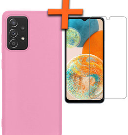 Nomfy Nomfy Samsung Galaxy A23 Hoesje Siliconen Met Screenprotector - Lichtroze