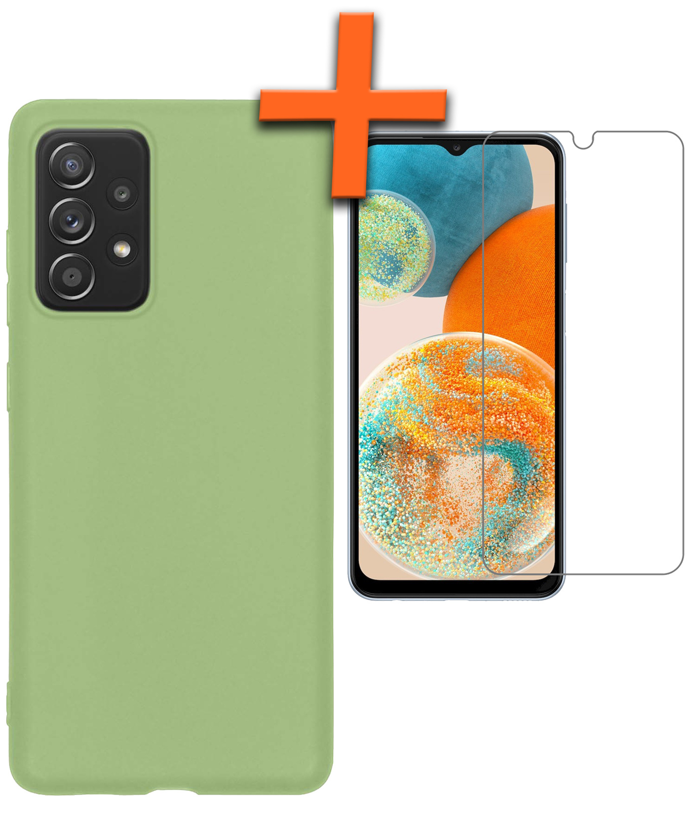 Nomfy Hoesje Geschikt voor Samsung A23 Hoesje Siliconen Cover Case Met Screenprotector - Hoes Geschikt voor Samsung Galaxy A23 Hoes Back Case - Groen