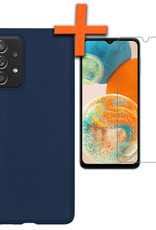 Nomfy Hoesje Geschikt voor Samsung A23 Hoesje Siliconen Cover Case Met Screenprotector - Hoes Geschikt voor Samsung Galaxy A23 Hoes Back Case - Donkerblauw