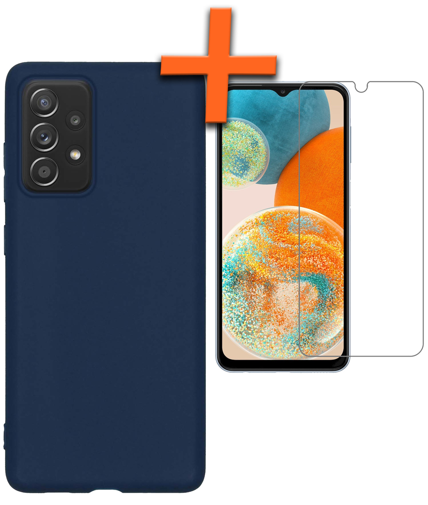 Nomfy Hoesje Geschikt voor Samsung A23 Hoesje Siliconen Cover Case Met Screenprotector - Hoes Geschikt voor Samsung Galaxy A23 Hoes Back Case - Donkerblauw