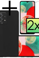 NoXx Hoes Geschikt voor Samsung A23 Hoesje Cover Siliconen Back Case Hoes Met 2x Screenprotector - Zwart