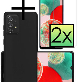 NoXx Samsung Galaxy A23 Hoesje Siliconen Met 2x Screenprotector - Zwart
