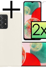 NoXx Hoes Geschikt voor Samsung A23 Hoesje Cover Siliconen Back Case Hoes Met 2x Screenprotector - Wit