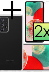 NoXx Hoes Geschikt voor Samsung A23 Hoesje Cover Siliconen Back Case Hoes Met 2x Screenprotector - Transparant
