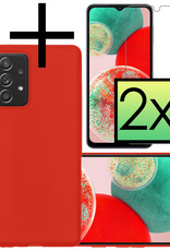 NoXx Hoes Geschikt voor Samsung A23 Hoesje Cover Siliconen Back Case Hoes Met 2x Screenprotector - Rood