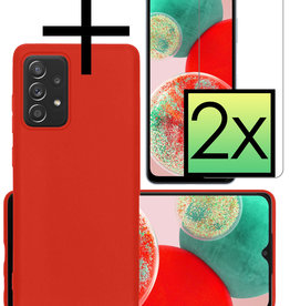 NoXx NoXx Samsung Galaxy A23 Hoesje Siliconen Met 2x Screenprotector - Rood