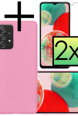 NoXx Hoes Geschikt voor Samsung A23 Hoesje Cover Siliconen Back Case Hoes Met 2x Screenprotector - Lichtroze