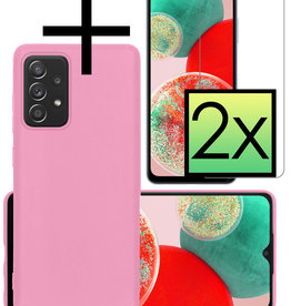 NoXx NoXx Samsung Galaxy A23 Hoesje Siliconen Met 2x Screenprotector - Lichtroze