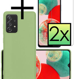 NoXx NoXx Samsung Galaxy A23 Hoesje Siliconen Met 2x Screenprotector - Groen
