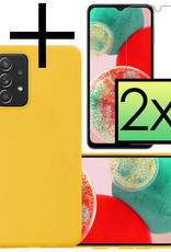 NoXx Hoes Geschikt voor Samsung A23 Hoesje Cover Siliconen Back Case Hoes Met 2x Screenprotector - Geel